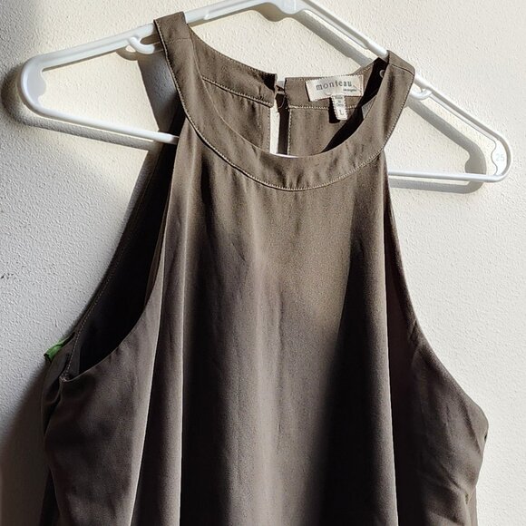 Monteau Olive Green Halter Tank Top Size Large - Picture 4 of 16